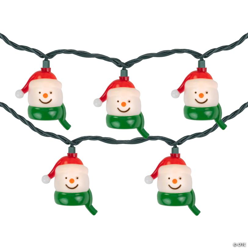 Northlight 10 Count Snowman Heads with Scarves Christmas Light Set  7.5ft Green Wire