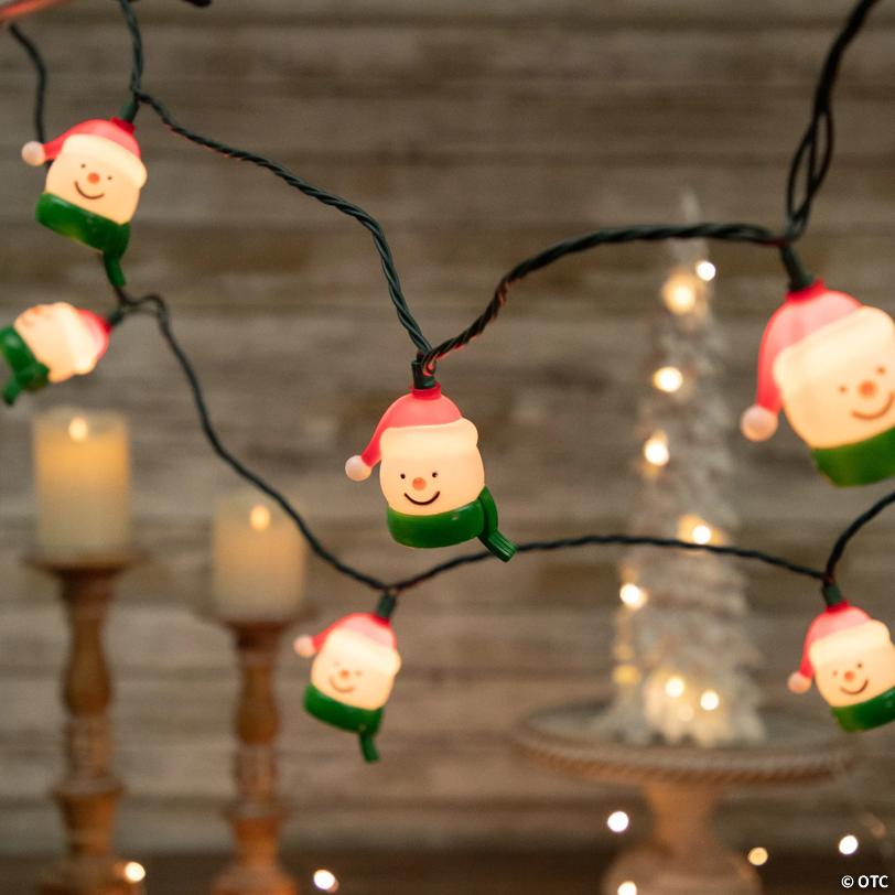 Northlight 10 Count Snowman Heads with Scarves Christmas Light Set  7.5ft Green Wire