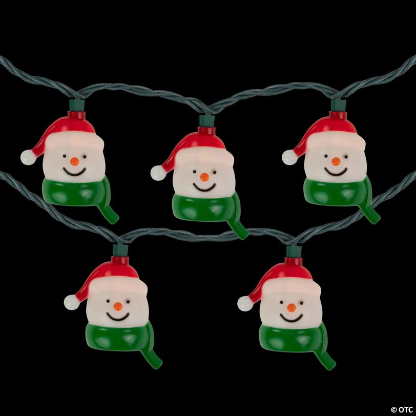 Northlight 10 Count Snowman Heads with Scarves Christmas Light Set  7.5ft Green Wire