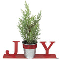 Northlight 10" Red "JOY" Potted Faux Pine in Metal Planter Christmas Tabletop Plaque