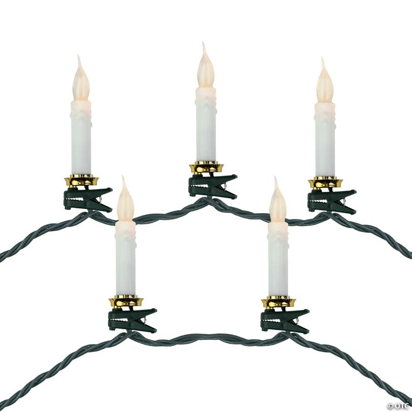Northlight 10ct Flickering LED Clip On Candle Christmas Lights  7' Green Wire