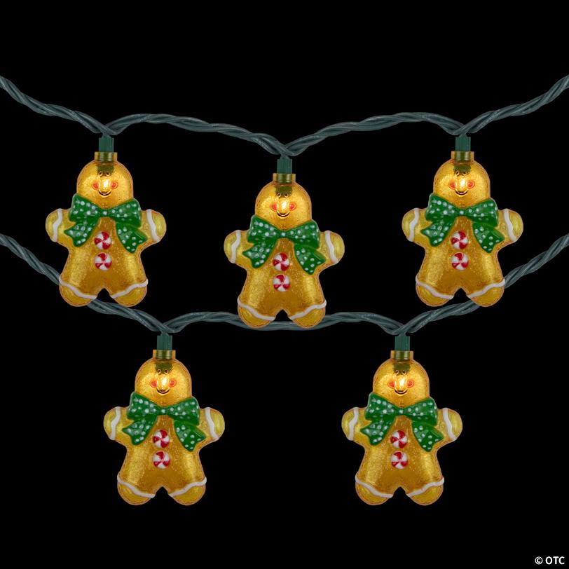 Northlight 10ct Gingerbread Man Christmas Lights  Clear Lights  Green Wire