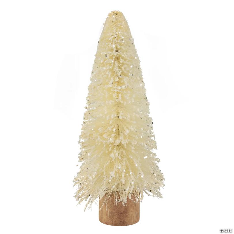 Northlight 11.5" Glittered Cream Sisal Christmas Tree Decoration