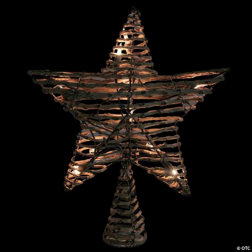 Northlight 11.5" Lighted Rattan Star Christmas Tree Topper - Clear Lights