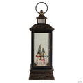 Northlight 11" Black with Brushed Gold LED Snowman Family Christmas Lantern Snow Globe