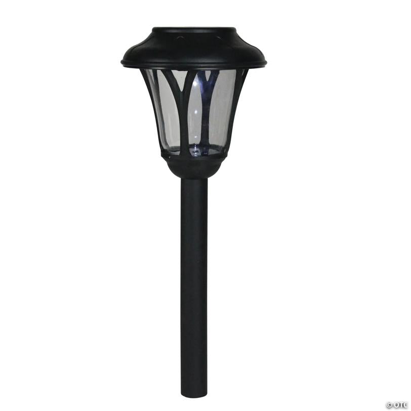 Northlight 12" Black Lantern Solar Light with White LED Light and Lawn Stake