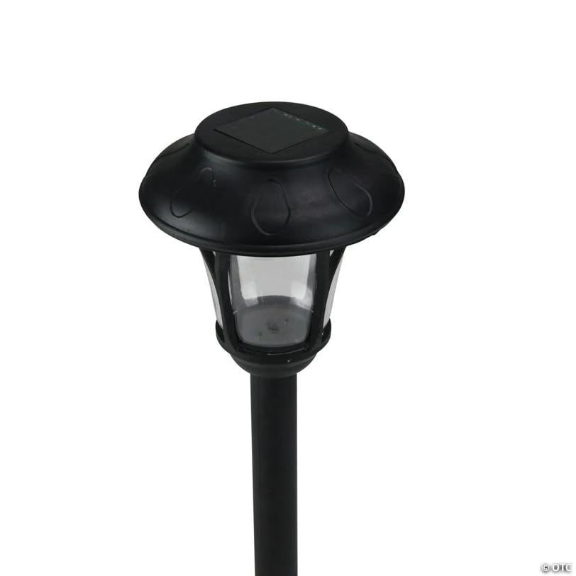 Northlight 12" Black Lantern Solar Light with White LED Light and Lawn Stake