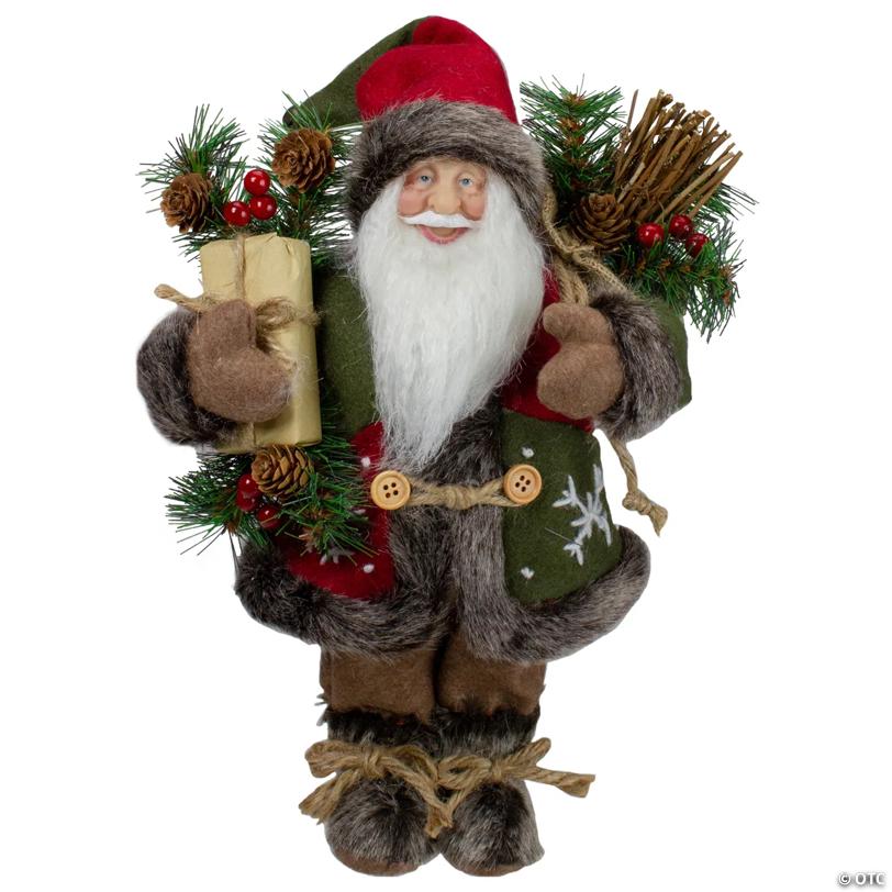 Northlight 12" Country Santa Claus with Snowflake Jacket Christmas Figure