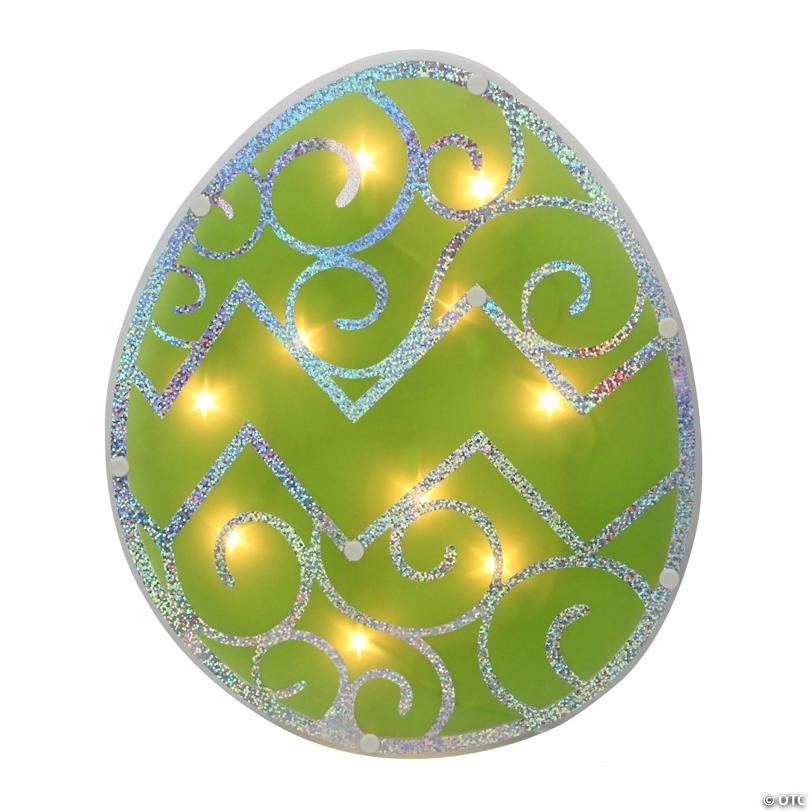 Northlight 12" Lighted Green Easter Egg Window Silhouette Decoration