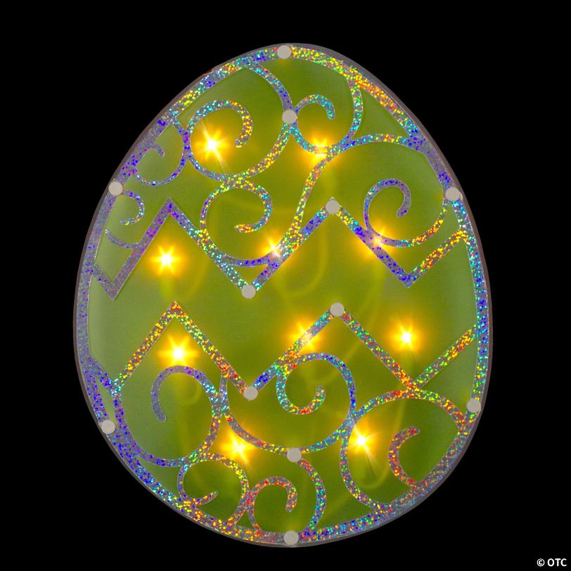 Northlight 12" Lighted Green Easter Egg Window Silhouette Decoration