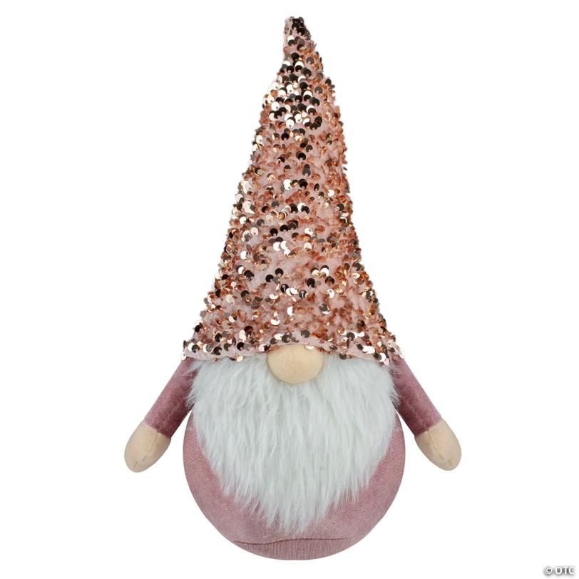 Northlight 12" Pink and Rose Gold Christmas Gnome Tabletop Figure