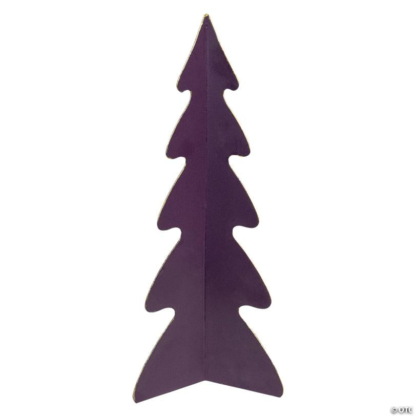 Northlight 12" Purple Triangular Christmas Tree with a Curved Design Tabletop Decor