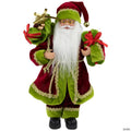 Northlight 12" Red and Green Santa Claus with Gift Bag Christmas Figure