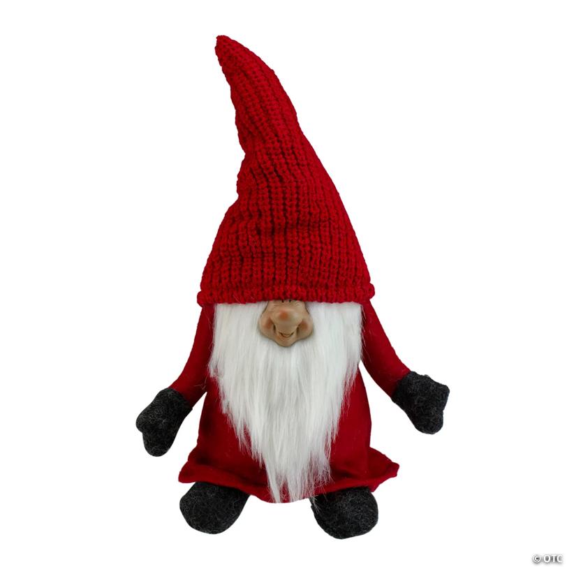 Northlight 13.5" Red and Gray Portly Smiling Man Gnome Table Top Christmas Figure