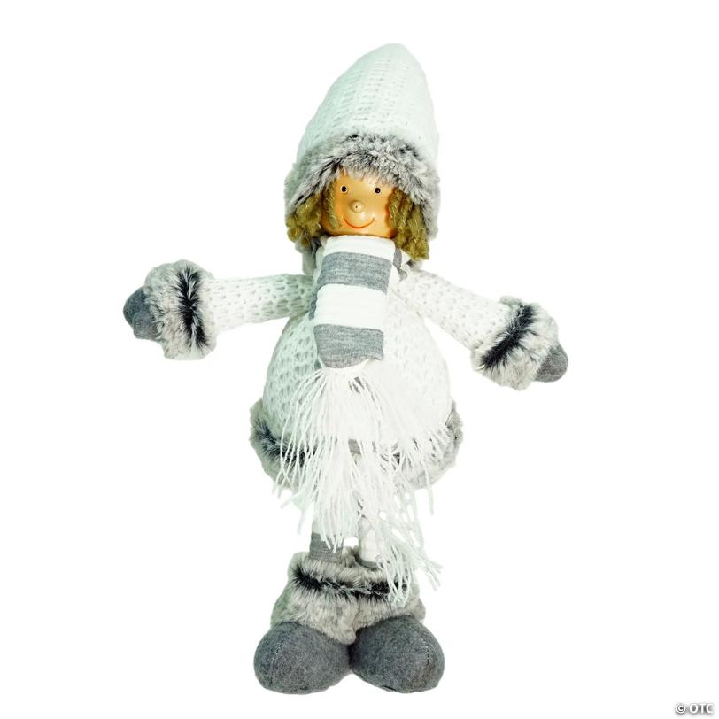 Northlight 13" Gray and White Wintry Boy Christmas Tabletop Figurine