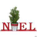 Northlight 13" Red "NOEL" Potted Faux Pine in Metal Planter Christmas Tabletop Plaque