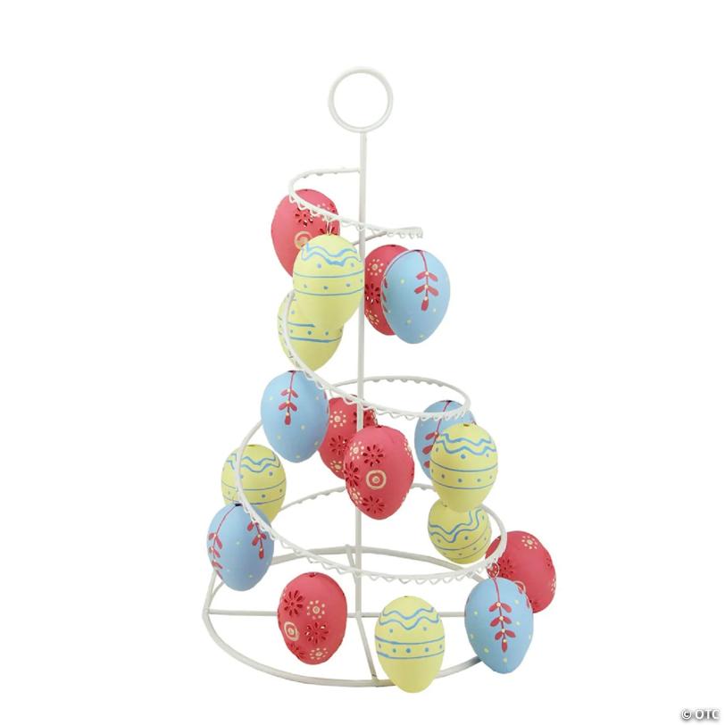Northlight 14.25" White and Pink Floral Cut Out Easter Egg Tree Tabletop Decor