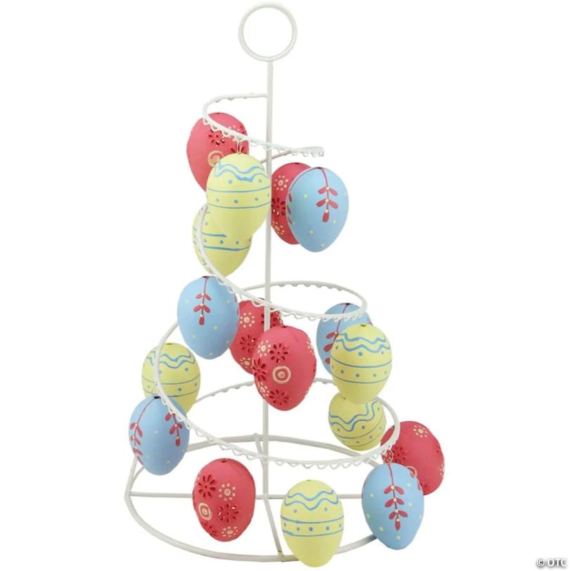 Northlight 14.25" White and Pink Floral Cut Out Easter Egg Tree Tabletop Decor
