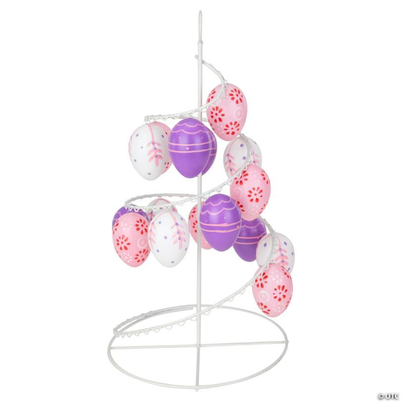 Northlight 14.25" White and Purple Floral Cut Out Easter Egg Tree
