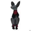 Northlight 14.5" Gray and Red Sitting Dog with Plaid Collar Christmas Decoration