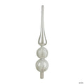 Northlight 14.75" Silver and White Glitter Glass Finial Christmas Tree Topper