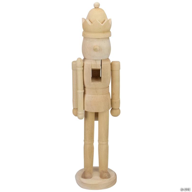 Northlight 14.75" Unfinished Paintable Wooden Christmas Nutcracker with a Crown