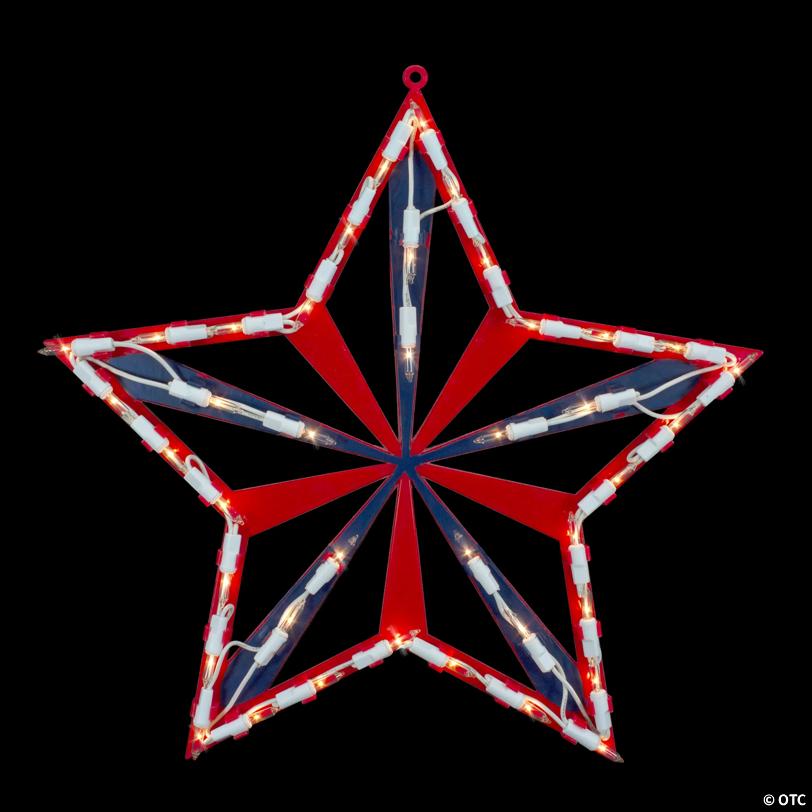 Northlight 14" Lighted Red White and Blue 4th of July Star Window Silhouette Decoration