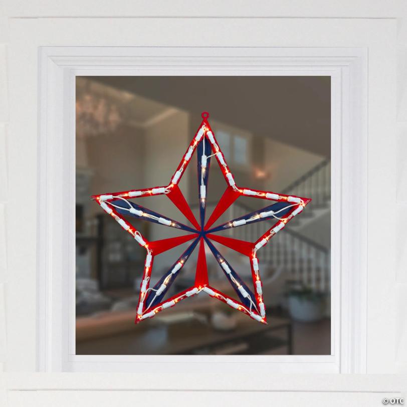 Northlight 14" Lighted Red White and Blue 4th of July Star Window Silhouette Decoration