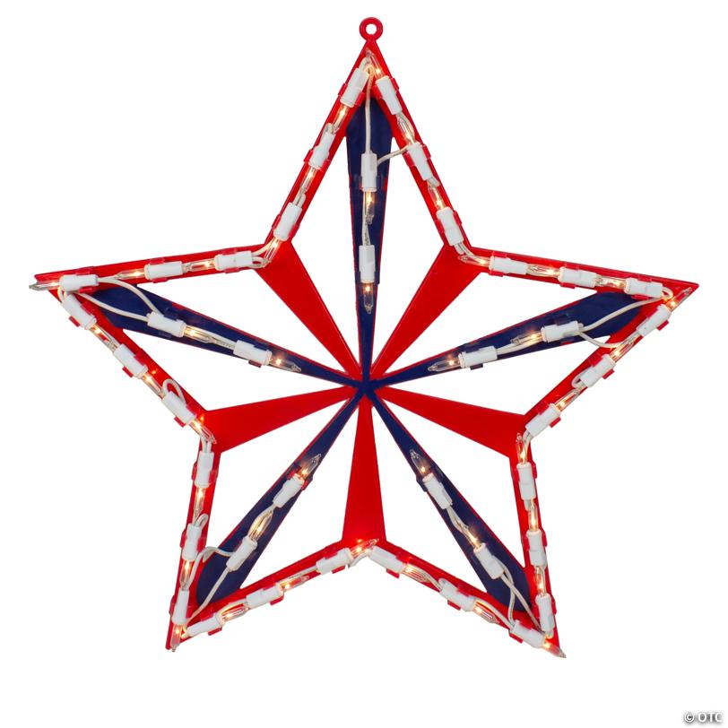Northlight 14" Lighted Red White and Blue 4th of July Star Window Silhouette Decoration