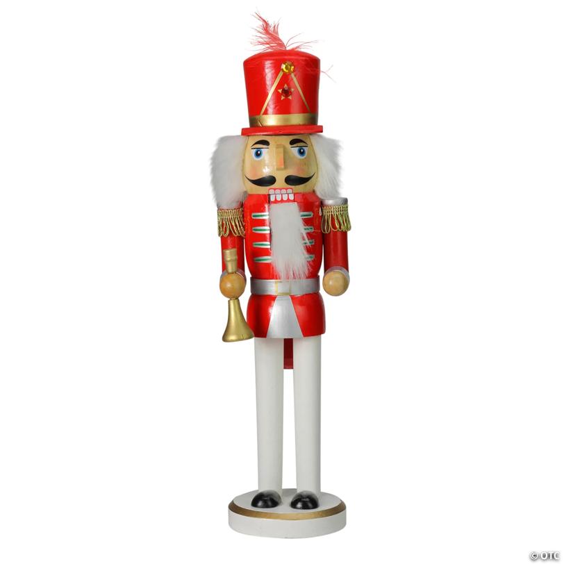 Northlight 14" Red and White Wooden Christmas Nutcracker with Horn