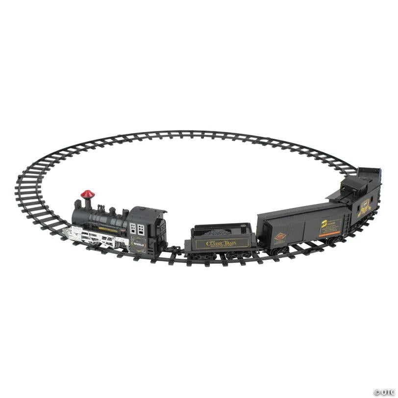 Northlight 15-Piece Pre-Lit Gray Battery Operated and Animated Classic Train Set with Sound 8.75