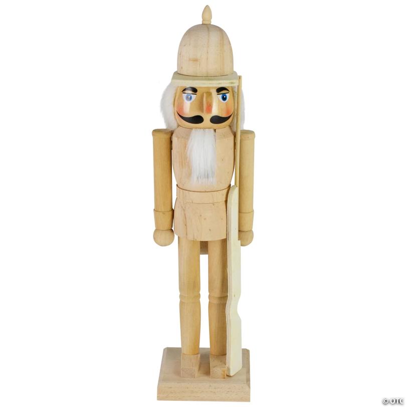 Northlight 15" Unfinished Paintable Wooden Christmas Nutcracker with Rifle