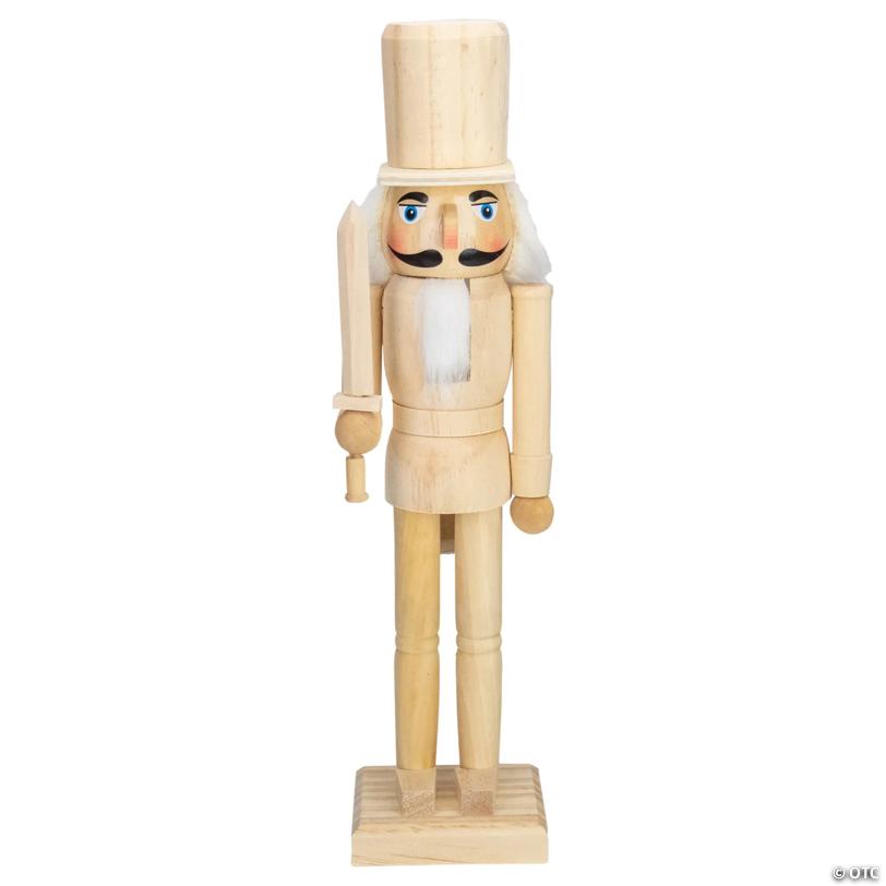 Northlight 15" Unfinished Paintable Wooden Christmas Nutcracker with Sword