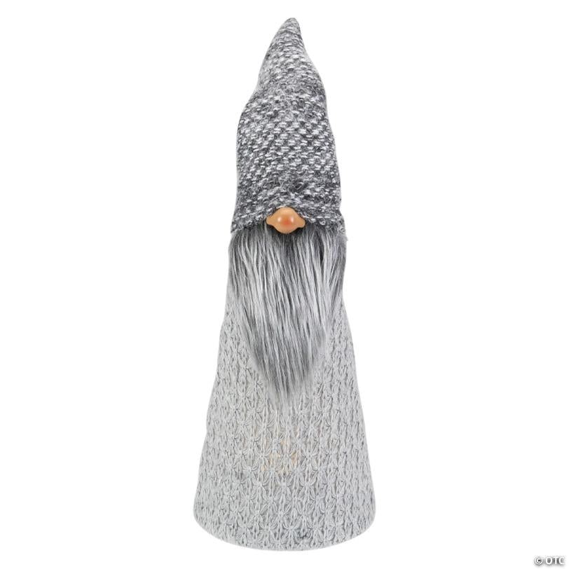 Northlight 16" LED Lighted Gray Knit Gnome Christmas Figure