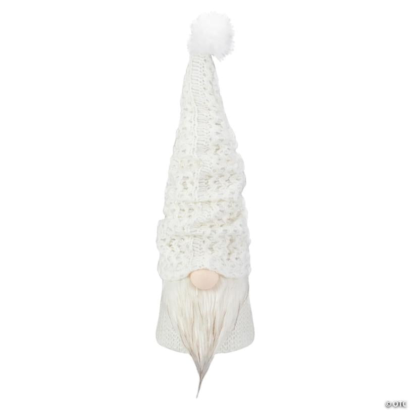 Northlight 16" LED Lighted White Knit Gnome Christmas Figure