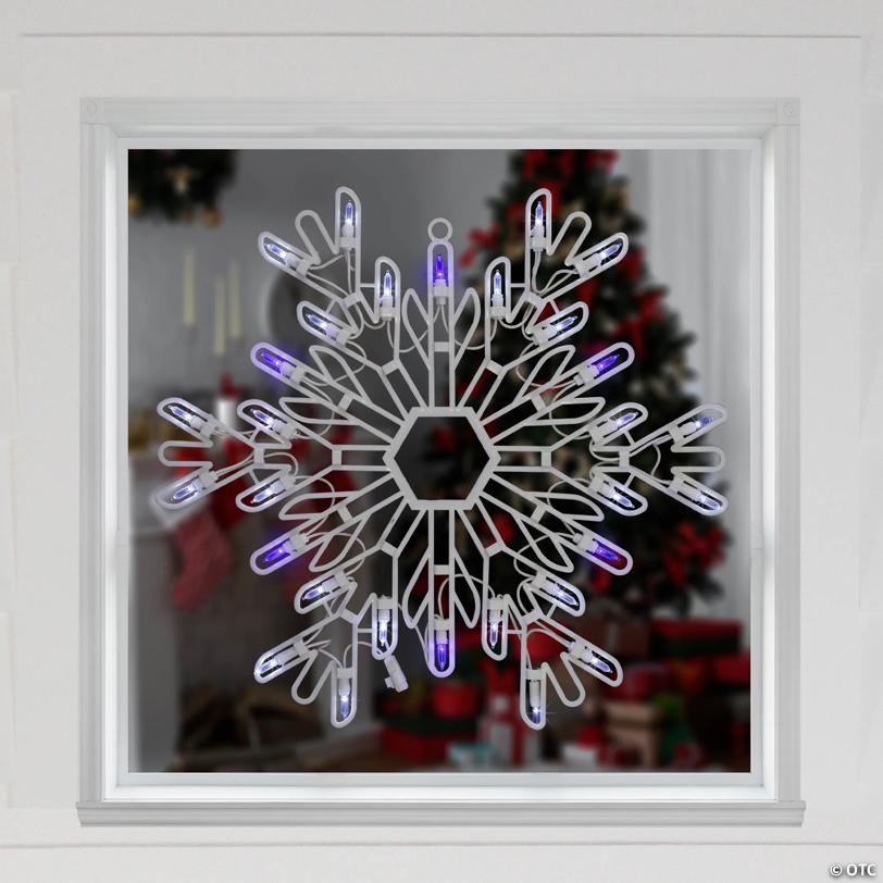 Northlight 16" LED Pre-Lit Pure White and Blue Snowflake Christmas Window Silhouette Decoration