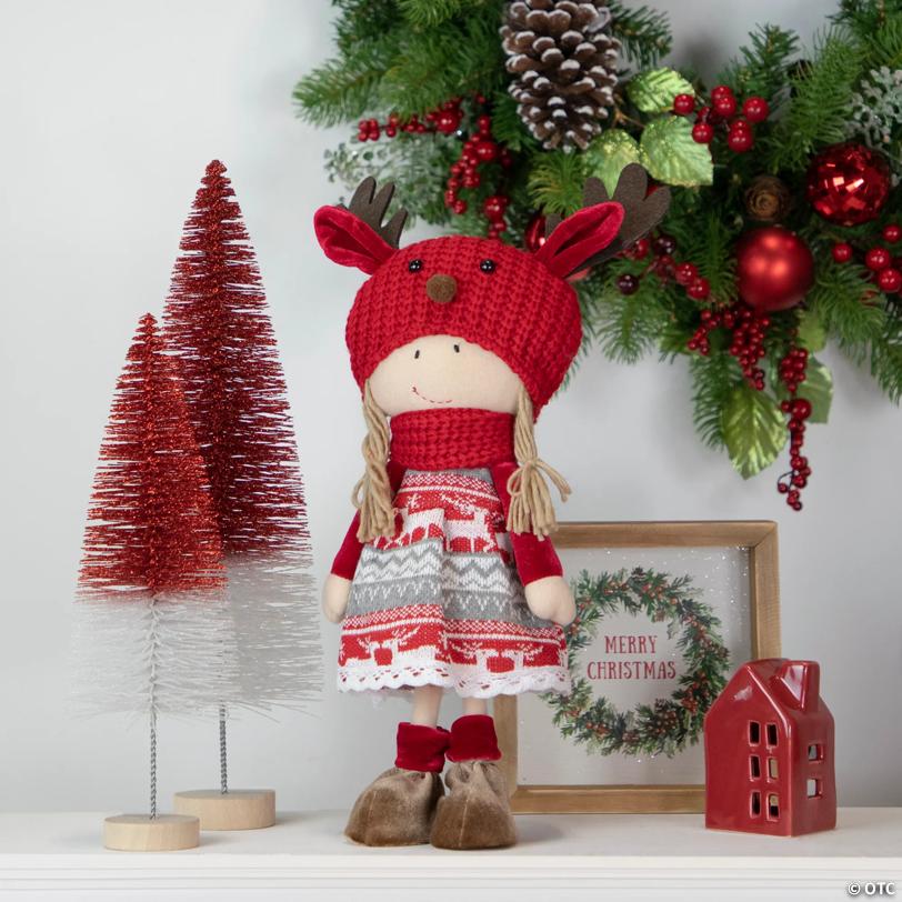 Northlight 16" Little Nordic Girl in Moose Antler Hat Christmas Figure