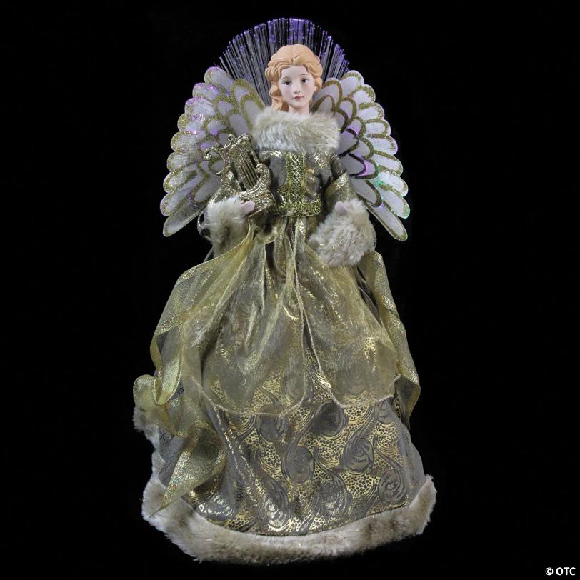 Northlight 16" Pre-Lit Angel with Harp Christmas Tree Topper