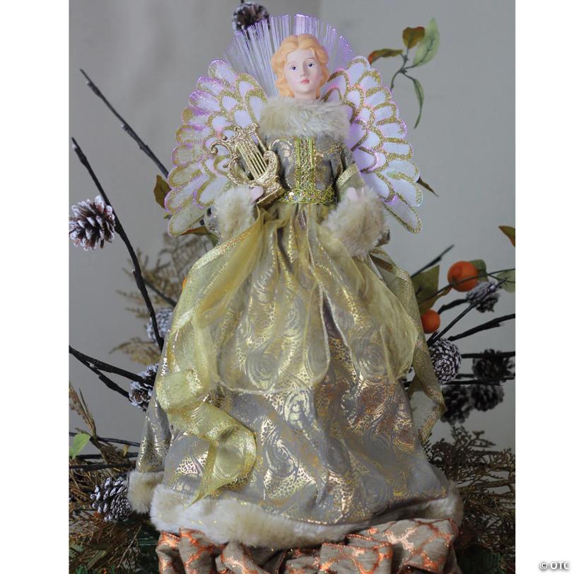 Northlight 16" Pre-Lit Angel with Harp Christmas Tree Topper