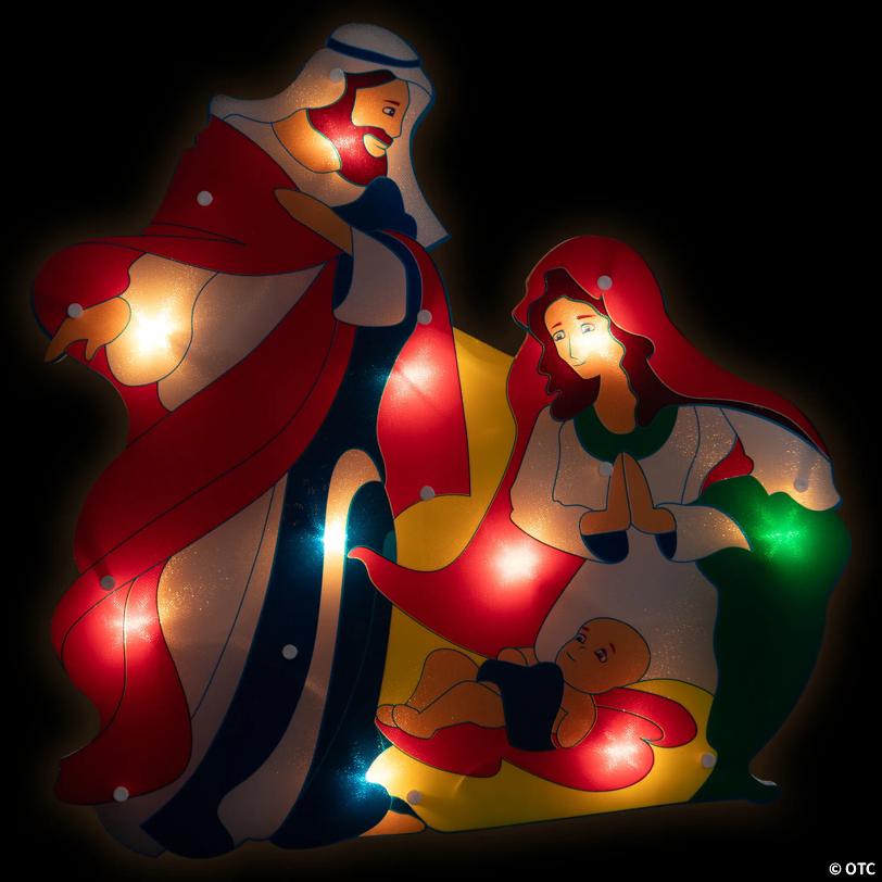 Northlight 17.75" Lighted Holy Family Nativity Scene Christmas Window Silhouette