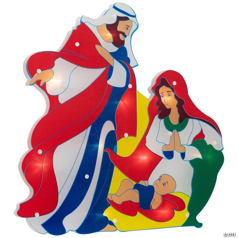 Northlight 17.75" Lighted Holy Family Nativity Scene Christmas Window Silhouette
