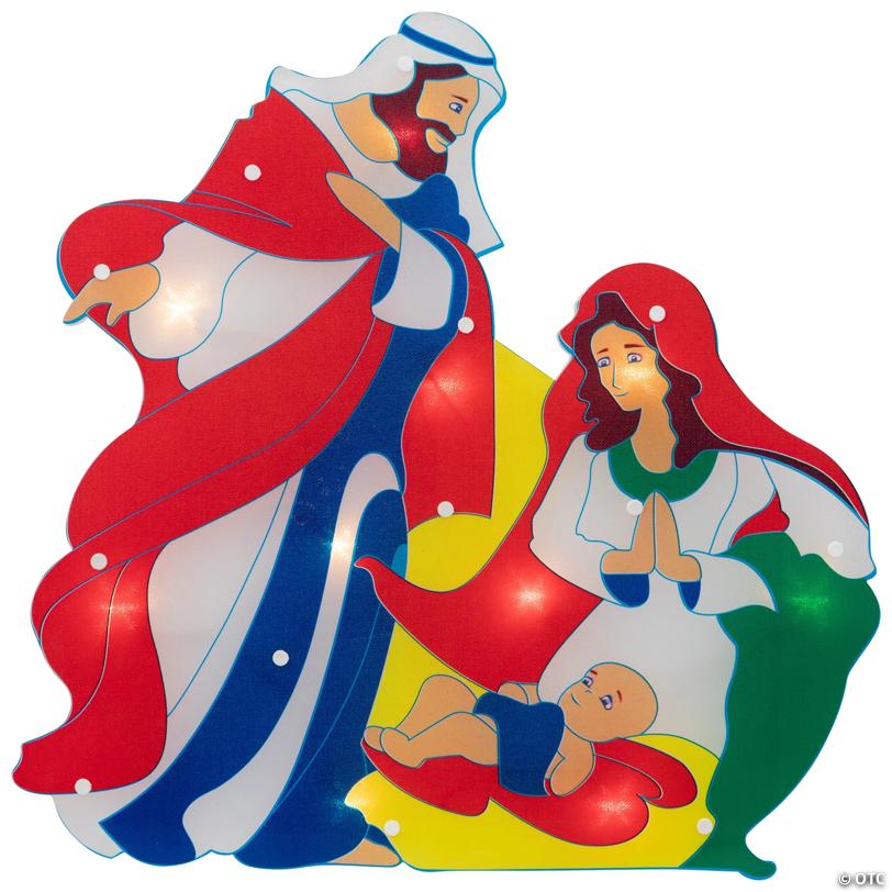 Northlight 17.75" Lighted Holy Family Nativity Scene Christmas Window Silhouette