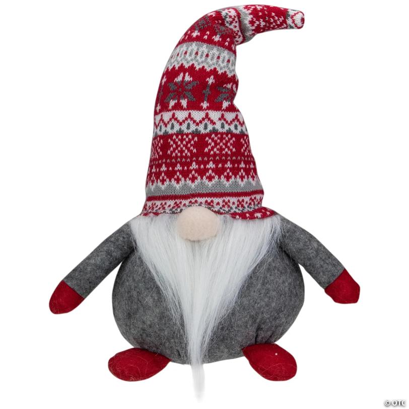 Northlight 17-Inch Red  Gray  and White Lodge-Style Tabletop Gnome Christmas Decoration