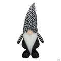 Northlight 17" Black and White Plush Knit Gnome Christmas Figure