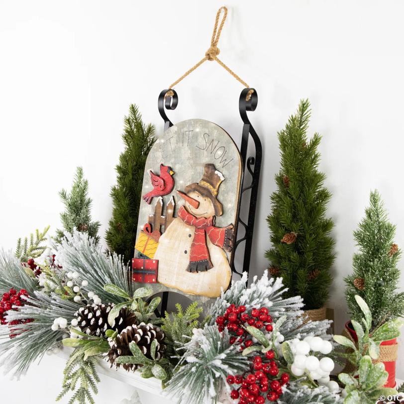 Northlight 17" LED Pre-Lit Wooden Sled Christmas Decoration