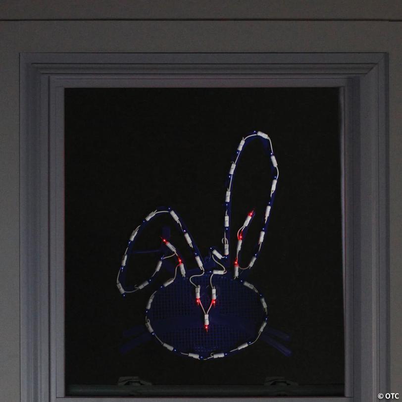 Northlight 17" Lighted Blue Easter Bunny Head Window Silhouette
