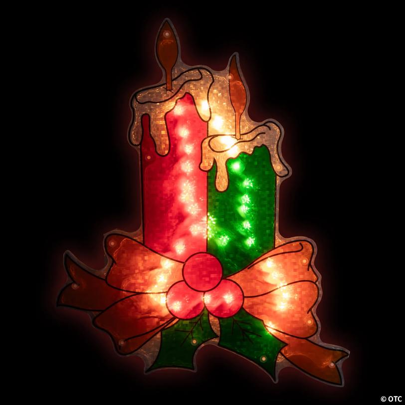 Northlight 17" Lighted Holographic Candle Christmas Window Silhouette Decoration