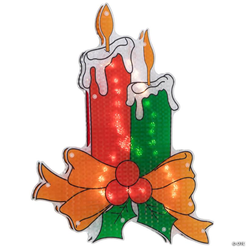 Northlight 17" Lighted Holographic Candle Christmas Window Silhouette Decoration