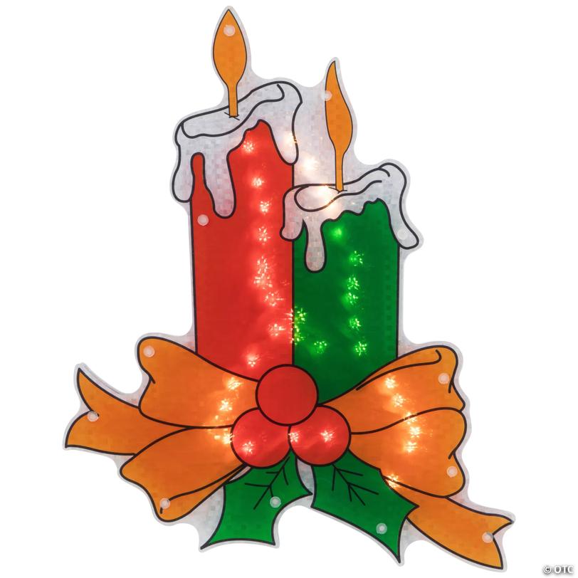 Northlight 17" Lighted Holographic Candle Christmas Window Silhouette Decoration