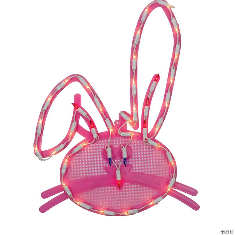 Northlight 17" Lighted Pink Bunny Head Easter Window Silhouette Decoration
